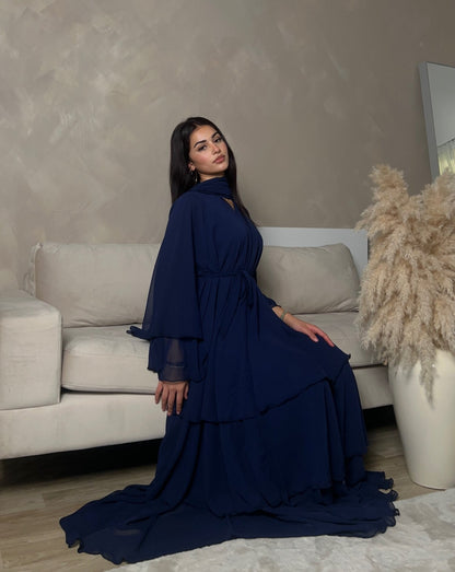 Layered abaya in Midnight Blue