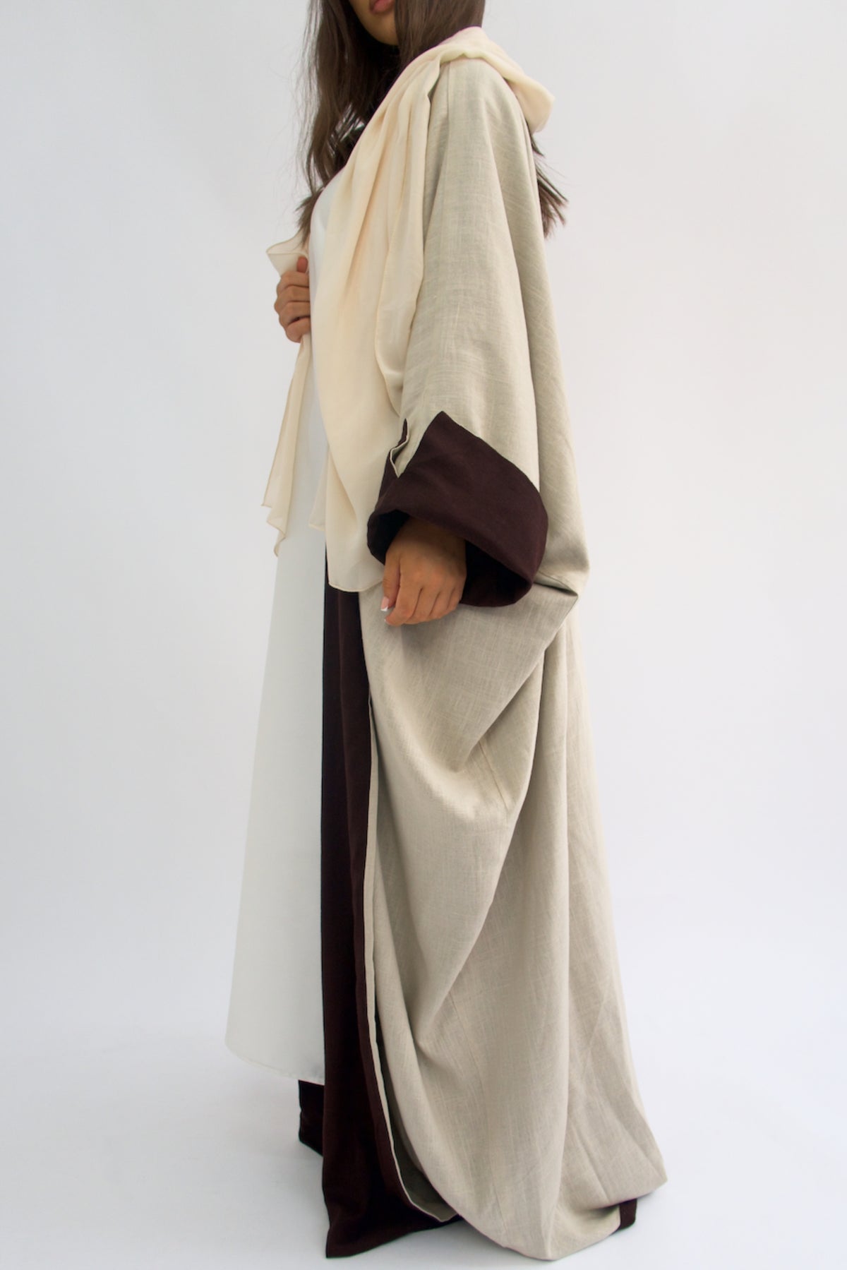 Reversible Linen Brown Abaya