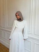 Luna - Ivory Pleated Chiffon Corset Maxi Dress