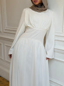 Luna - Ivory Pleated Chiffon Corset Maxi Dress