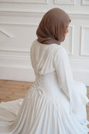 Luna - Ivory Pleated Chiffon Corset Maxi Dress