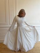 Luna - Ivory Pleated Chiffon Corset Maxi Dress