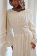 Luna - Ivory Pleated Chiffon Corset Maxi Dress