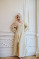 Linen Lace-Up Dress in Lemon