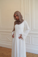 Linen Lace-Up Dress in Off-White