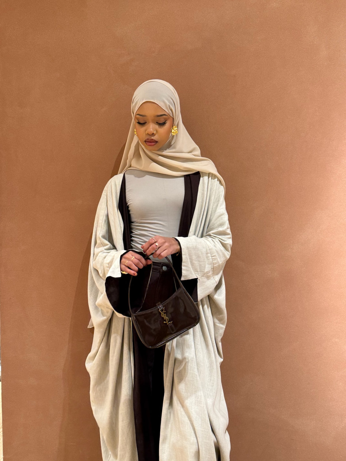 Reversible Linen Brown Abaya