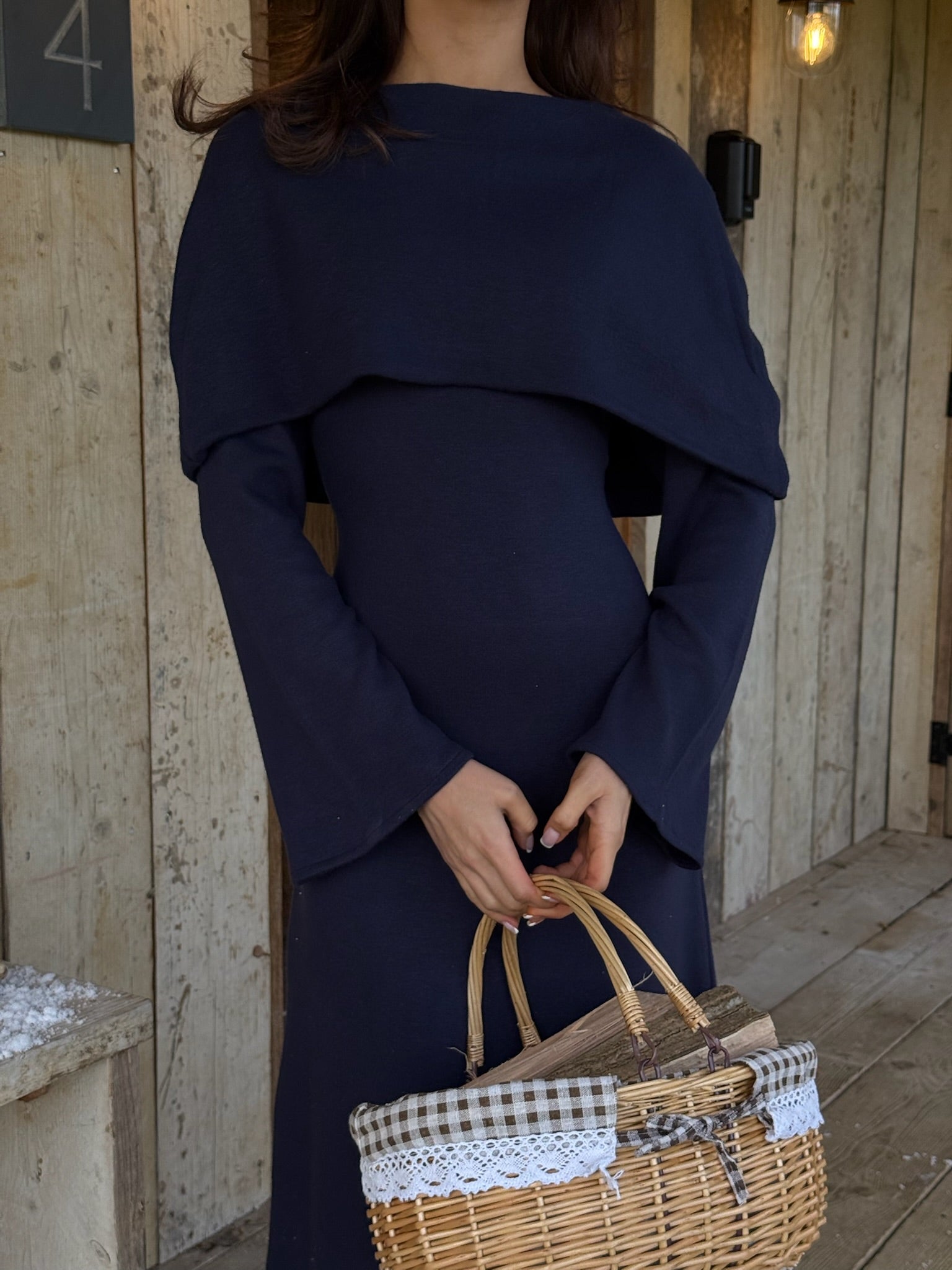 Two-Piece Cape Dress Navy