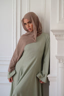Linen Lace-Up Dress in Sage