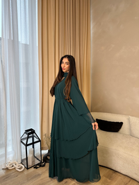 Layered Abaya in Teal Blue