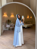 Lace Flower Abaya in Bluebell