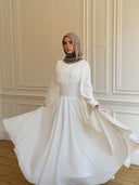 Luna - Ivory Pleated Chiffon Corset Maxi Dress