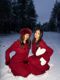 Winter Dress Two Piece Set Maroon