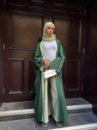 Reversible Linen Green Abaya