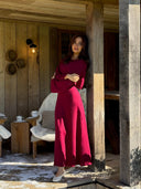 Two-Piece Cape Dress Burgundy