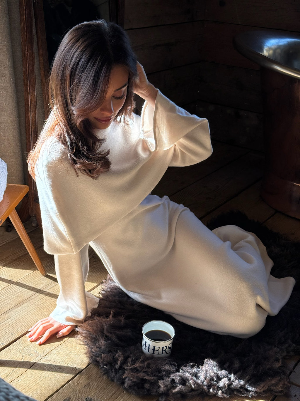 Two-Piece Cape Dress Off-White