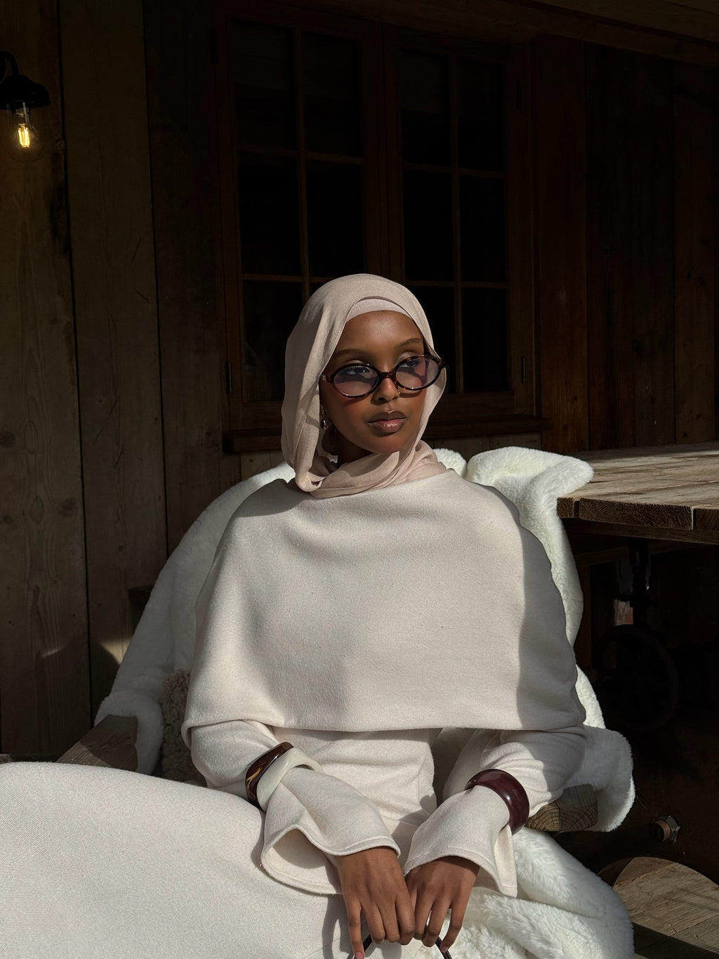 Two-Piece Cape Dress Off-White