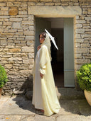 Lace Flower Abaya in Butter