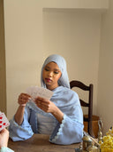 Lace Flower Abaya in Bluebell