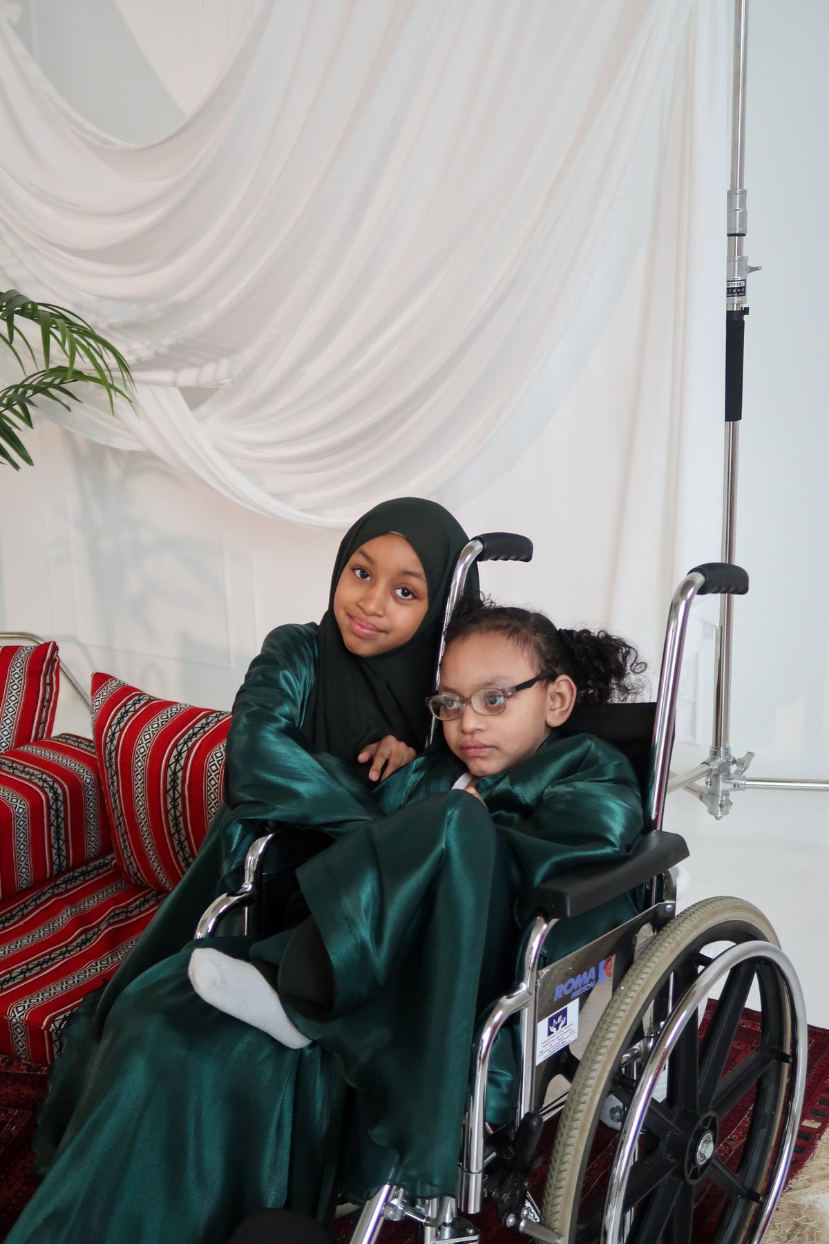 Children's Organza Abaya in Emerald Green