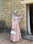 Linen Lace-Up Dress in Powder Pink