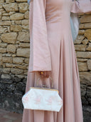 Linen Lace-Up Dress in Powder Pink