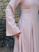 Linen Lace-Up Dress in Powder Pink