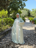 Lace Flower Abaya in Sage