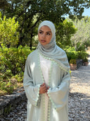 Lace Flower Abaya in Sage