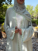 Lace Flower Abaya in Sage