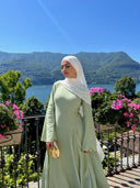 Linen Lace-Up Dress in Sage