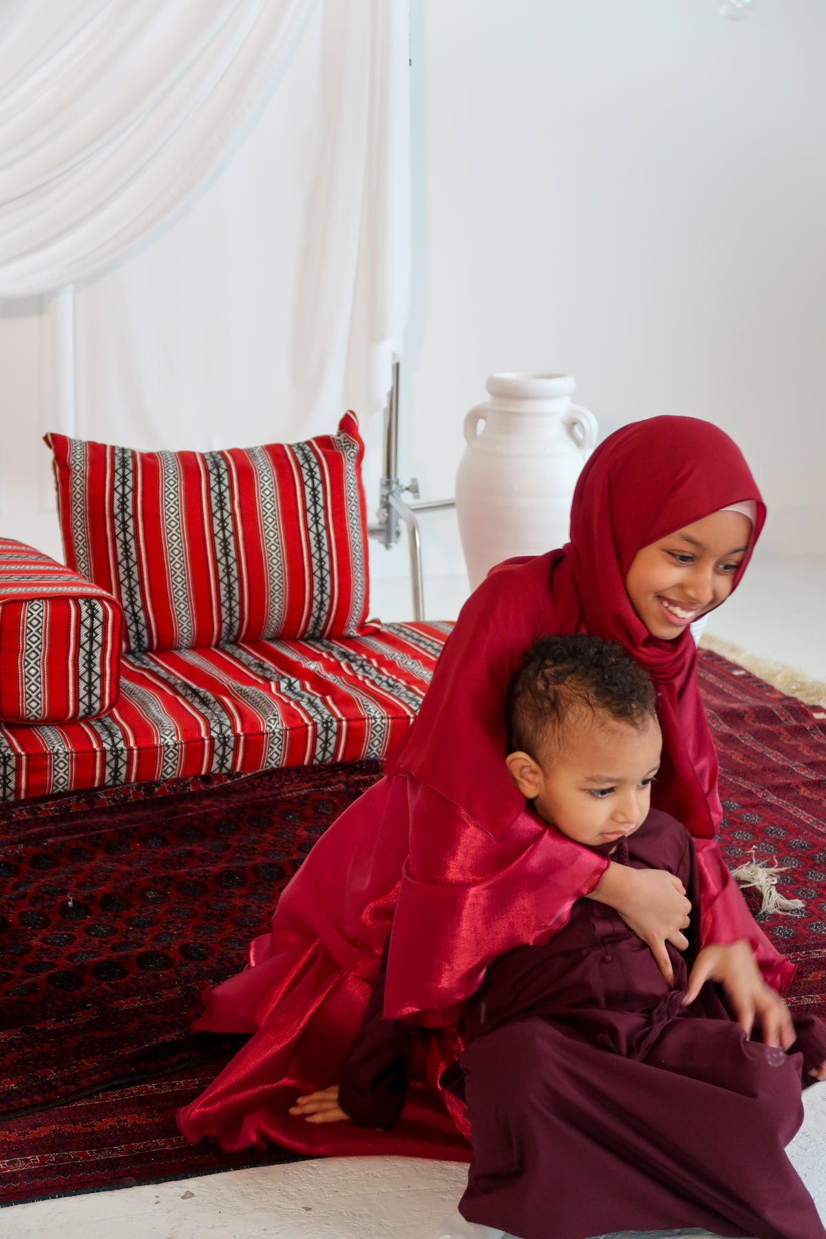 Children's Organza Abaya in Red