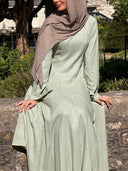 Linen Lace-Up Dress in Sage