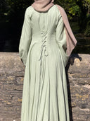 Linen Lace-Up Dress in Sage
