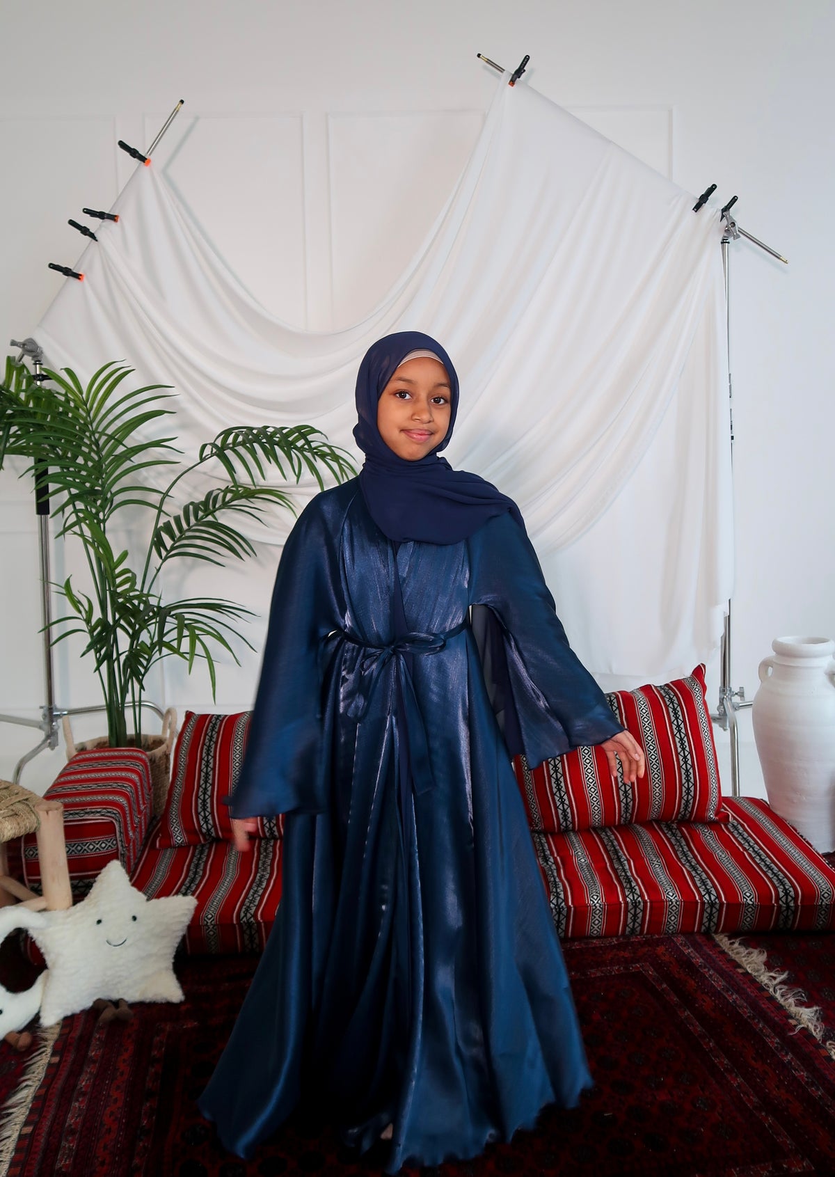 Children's Organza Abaya in Navy