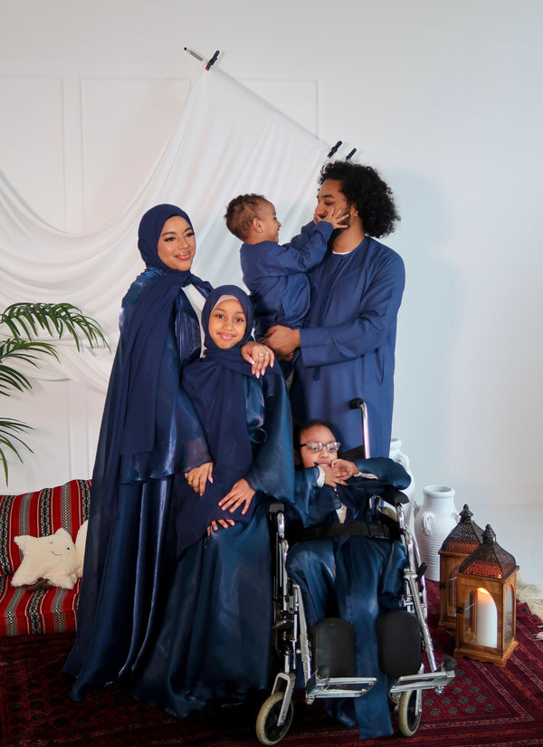 Children's Organza Abaya in Navy