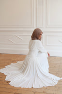 Luna - Ivory Pleated Chiffon Corset Maxi Dress