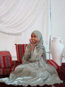Children's Organza Abaya in Sage Green