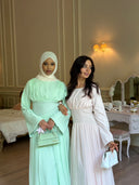 Amirah - Pink Pleated Chiffon Corset Maxi Dress