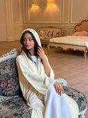 Lace Flower Abaya in Butter