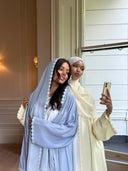 Lace Flower Abaya in Bluebell