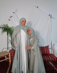 Children's Organza Abaya in Sage Green