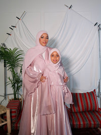 Children's Organza Abaya in Light Pink