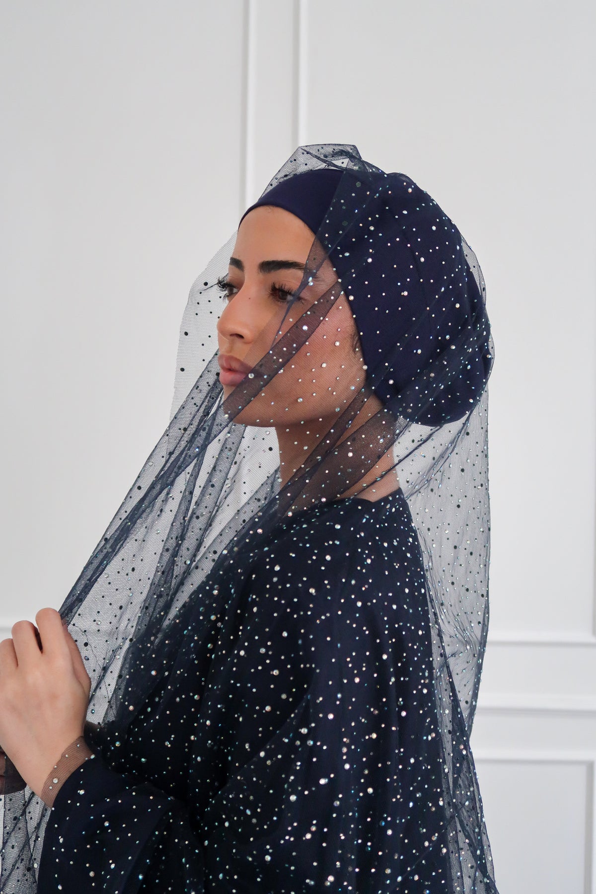 Celestial Star Abaya Set in Navy