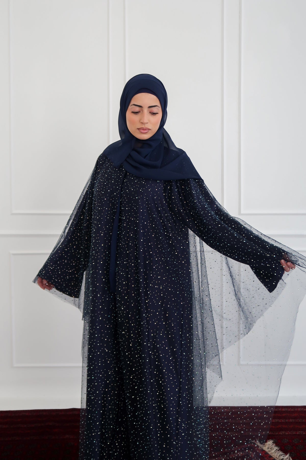 Celestial Star Abaya Set in Navy