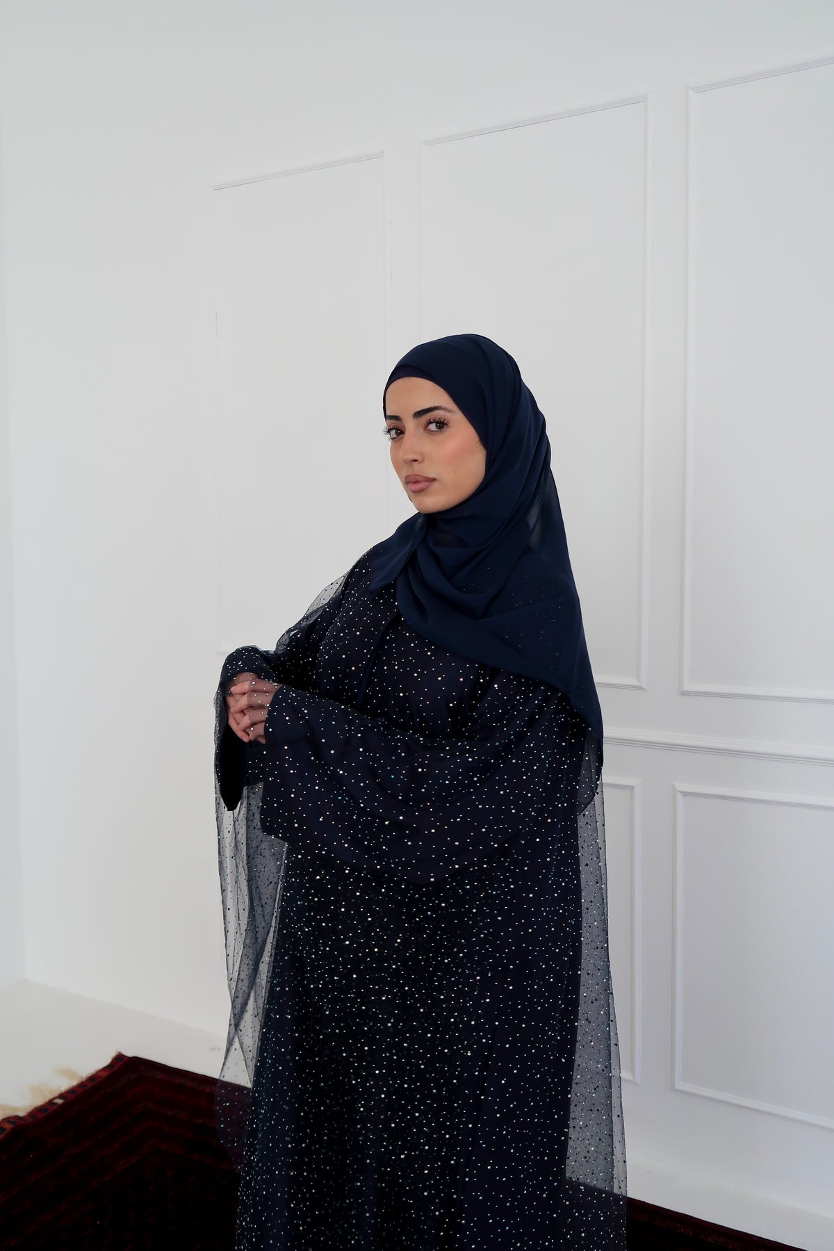 Celestial Star Abaya Set in Navy