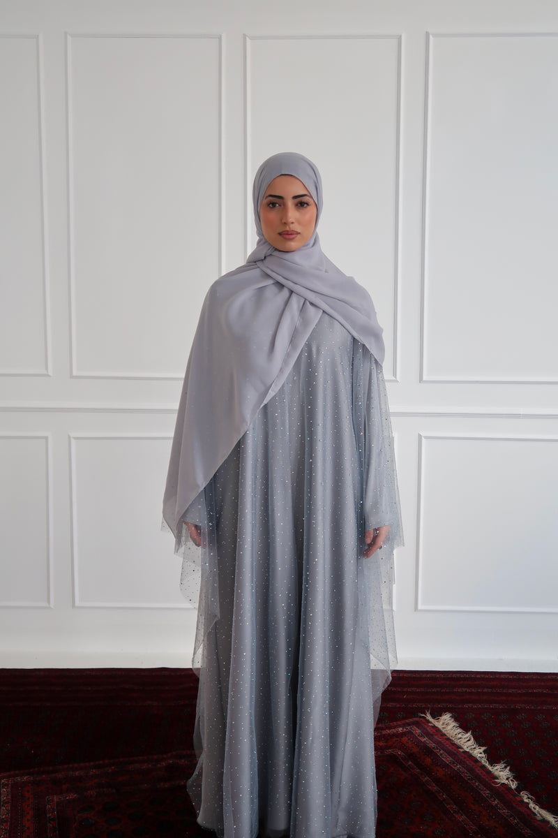 Celestial Star Abaya Set in Grey