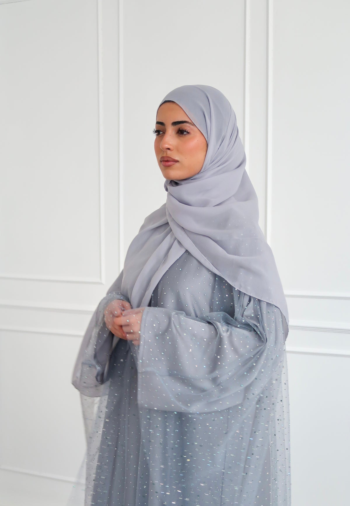 Celestial Star Abaya Set in Grey