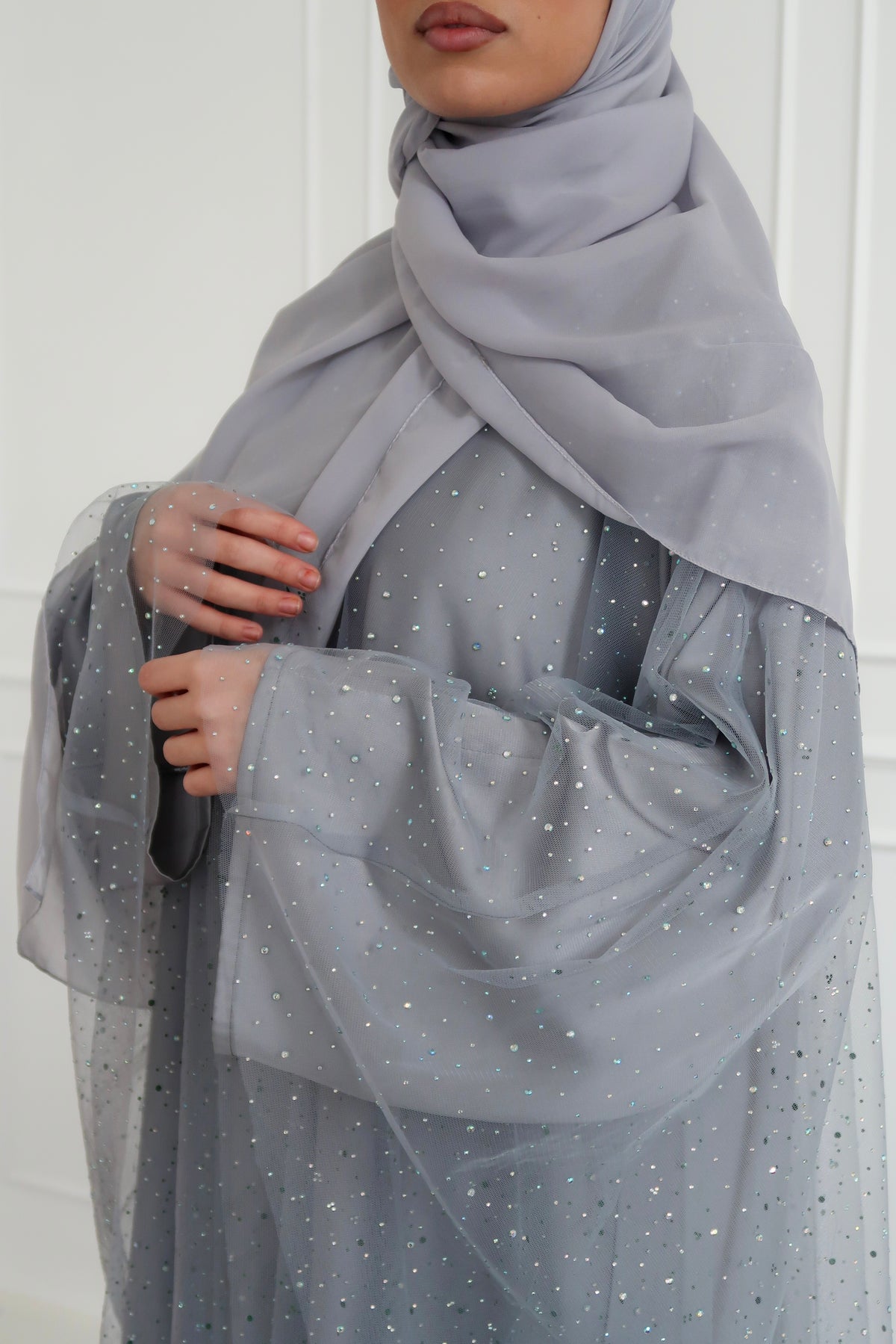 Celestial Star Abaya Set in Grey