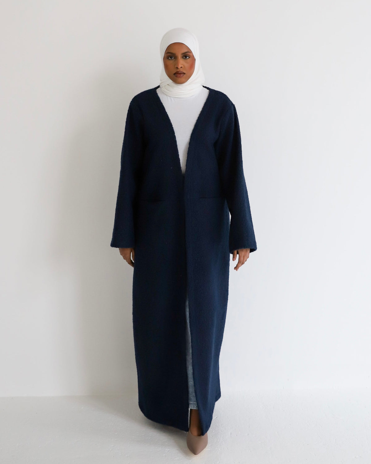 Boucle Abaya Coat Navy