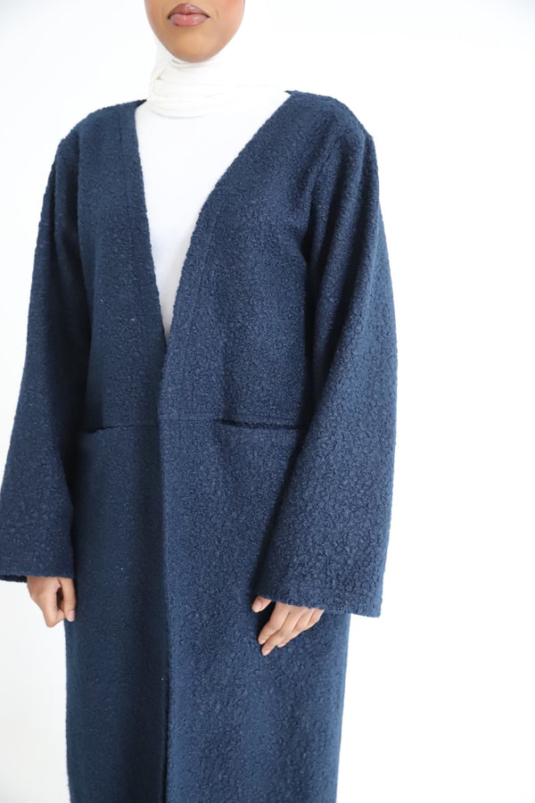 Boucle Abaya Coat Navy